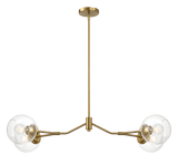 Jewel Four Lights Modern Farmhouse Chandelier Ceiling Hanging Light Fixture For Kitchen Island Dining Room 36"L × 20"W × 7.25"H with Clear Glass