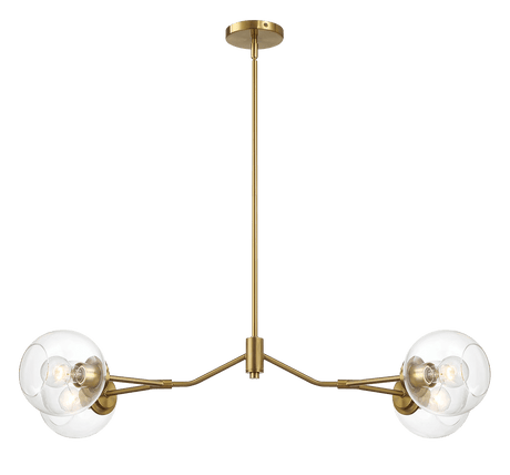 Jewel Four Lights Modern Farmhouse Chandelier Ceiling Hanging Light Fixture For Kitchen Island Dining Room 36"L × 20"W × 7.25"H with Clear Glass