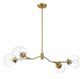 Jewel Four Lights Modern Farmhouse Chandelier Ceiling Hanging Light Fixture For Kitchen Island Dining Room 36"L × 20"W × 7.25"H with Clear Glass by Ashcroft Furniture at Eve Furniture