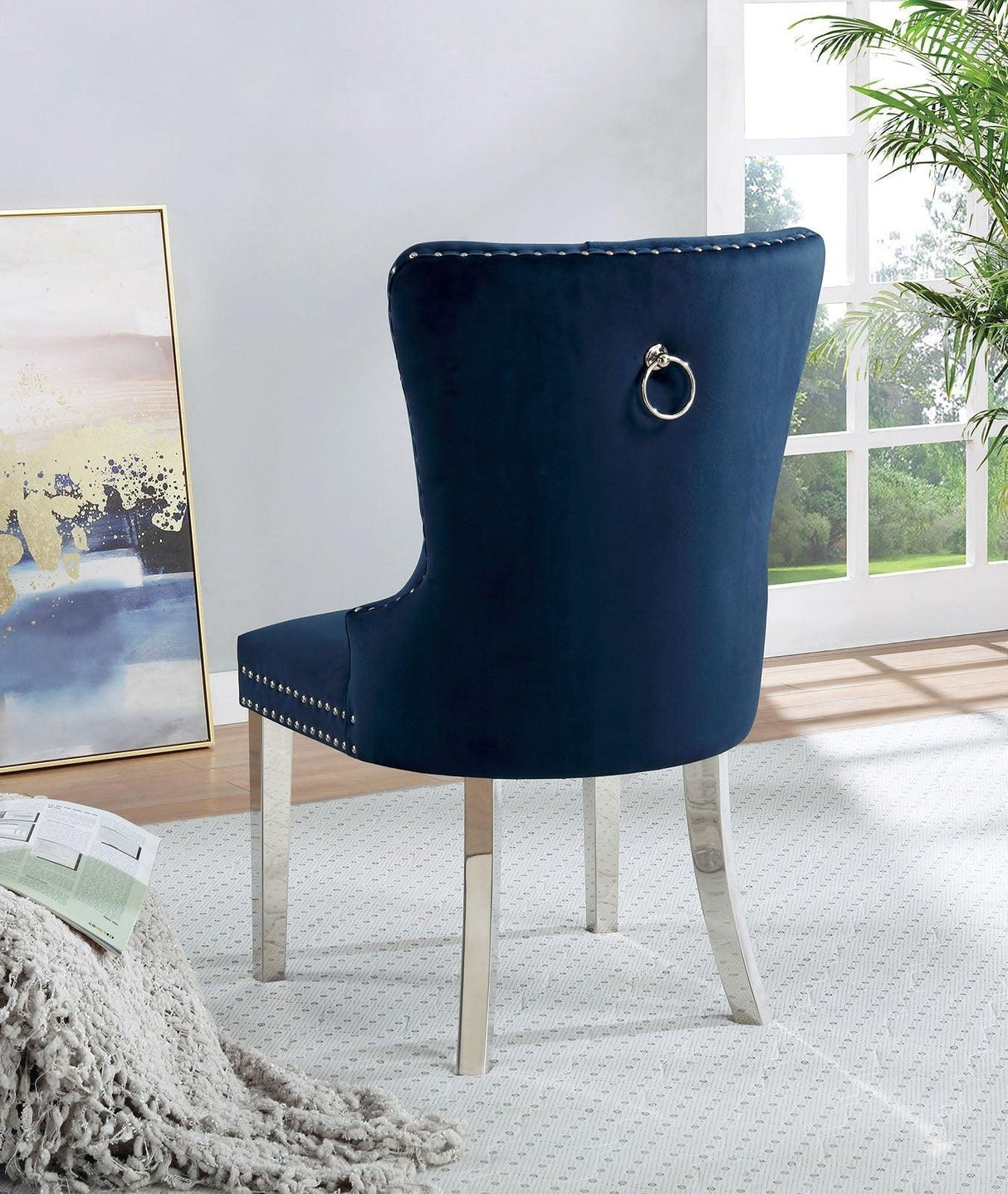 Jewett Blue Wingback Chair, Set of 2 by Furniture of America at Eve Furniture
