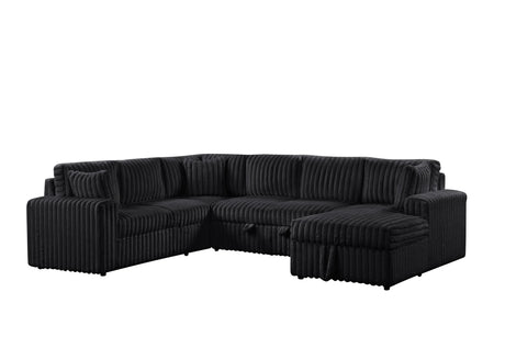Forever Black Sectional With Pull-Out Bed by Happy Homes at Eve Furniture