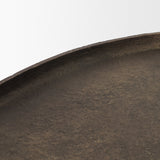 Jianna Small Oval Textured Antiqued Gold Metal Tray with Handles by Mercana at Eve Furniture
