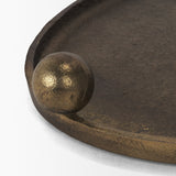 Jianna Small Oval Textured Antiqued Gold Metal Tray with Handles by Mercana at Eve Furniture
