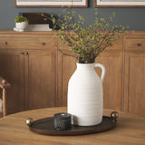 Jianna Small Oval Textured Antiqued Gold Metal Tray with Handles by Mercana at Eve Furniture