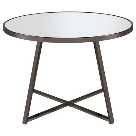 Jillian Black Nickel Round Dining Table with Tempered Mirror Top by Coaster at Eve Furniture