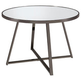 Jillian Black Nickel Round Dining Table with Tempered Mirror Top by Coaster at Eve Furniture