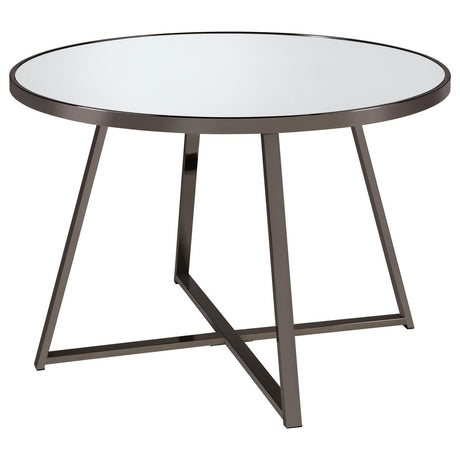 Jillian Black Nickel Round Dining Table with Tempered Mirror Top by Coaster at Eve Furniture