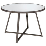Jillian Black Nickel Round Dining Table with Tempered Mirror Top by Coaster at Eve Furniture