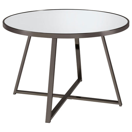 Jillian Black Nickel Round Dining Table with Tempered Mirror Top by Coaster at Eve Furniture