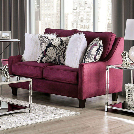 Jillian Plum Stationary Sofa & Loveseat by Furniture of America at Eve Furniture