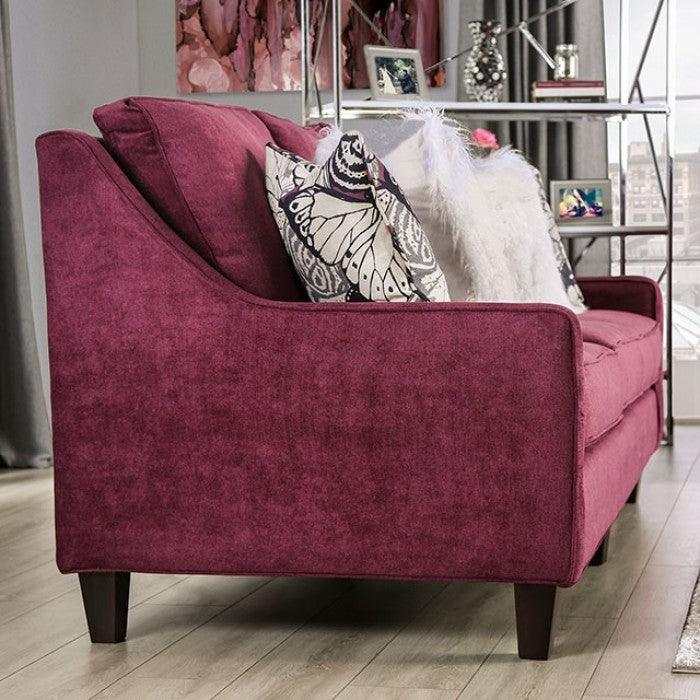 Jillian Plum Stationary Sofa & Loveseat by Furniture of America at Eve Furniture