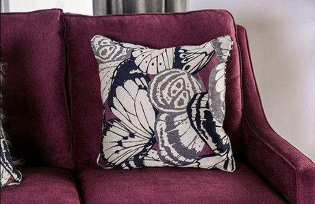Jillian Plum Stationary Sofa & Loveseat by Furniture of America at Eve Furniture
