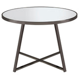 Jillian Round Dining Table with Tempered Mirror Top Black Nickel