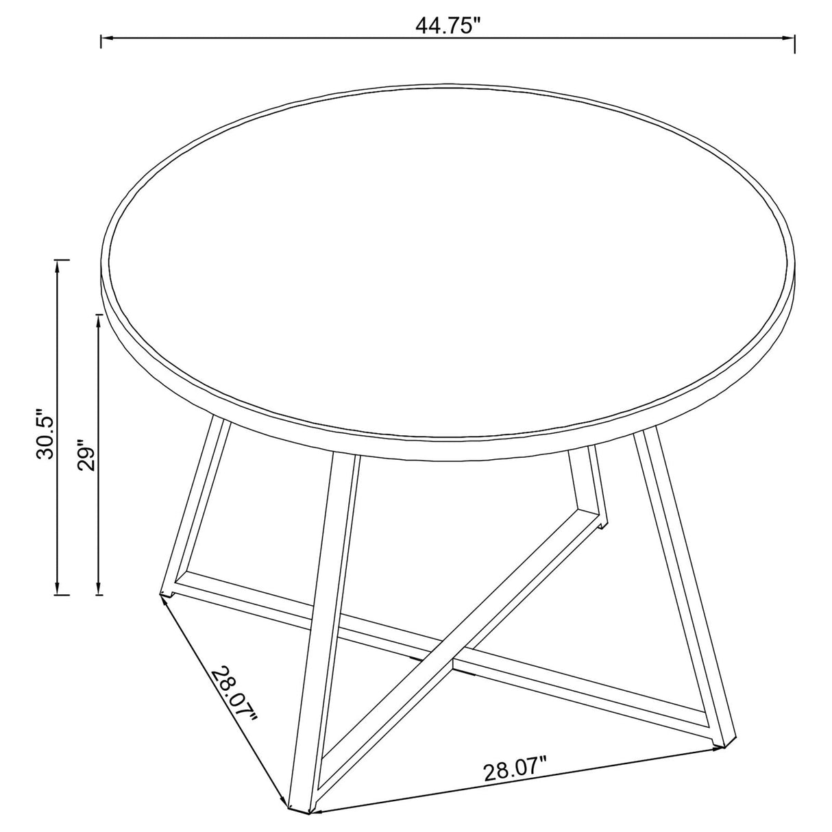 Jillian Round Dining Table with Tempered Mirror Top Black Nickel