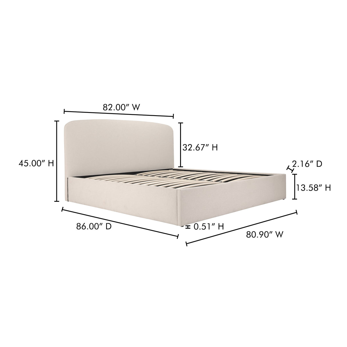 Joan Cream King Storage Bed by Moe's Home at Eve Furniture