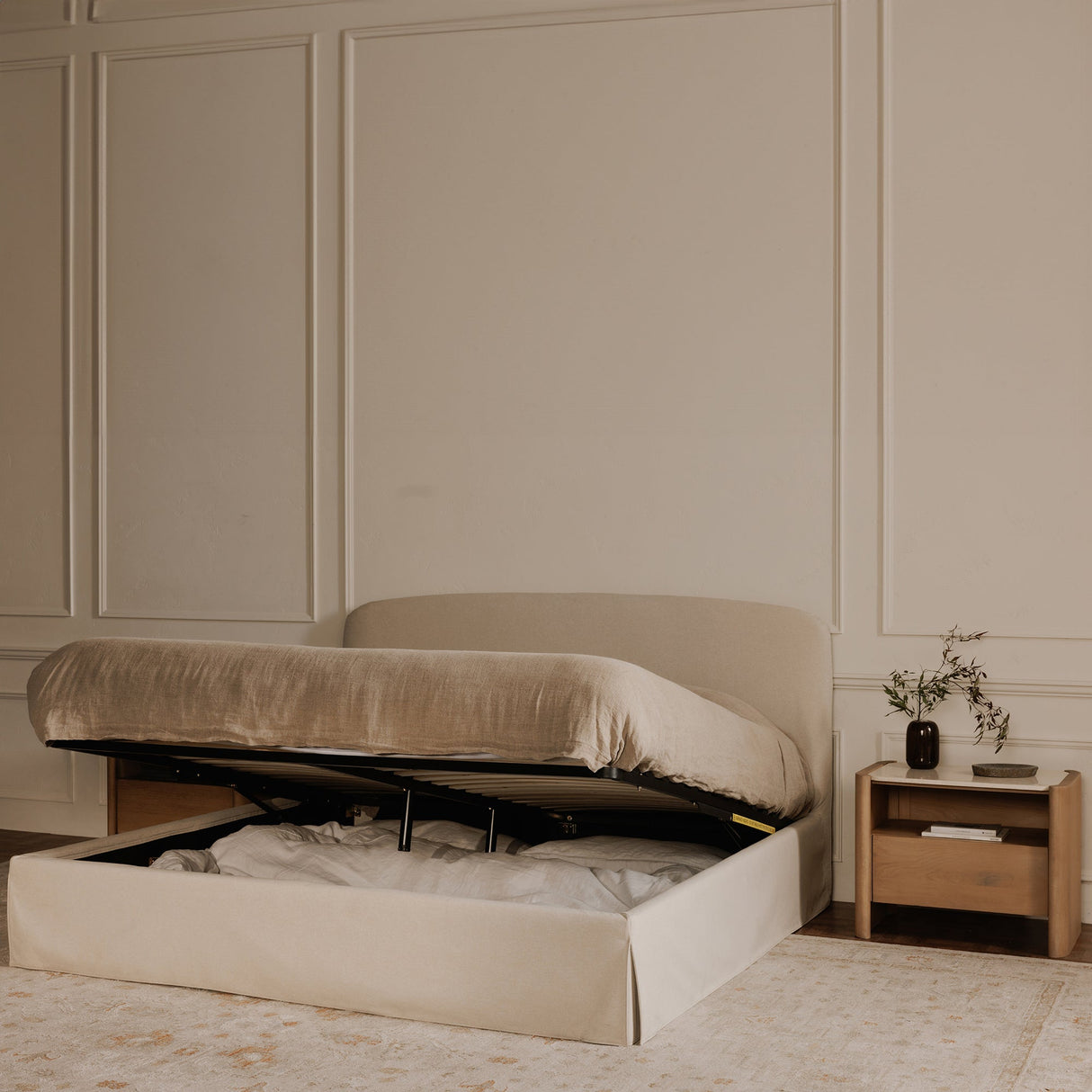 Joan Cream King Storage Bed by Moe's Home at Eve Furniture