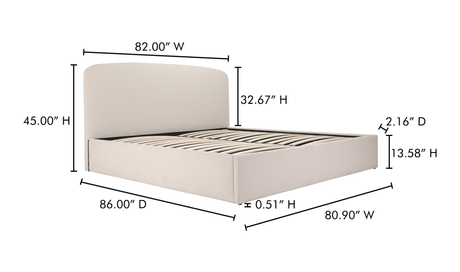 Joan King Storage Bed Cream by Moe's Home at Eve Furniture