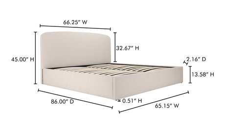 Joan Queen Storage Bed Cream by Moe's Home at Eve Furniture