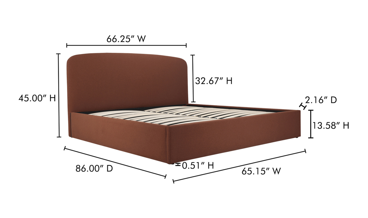Joan Queen Storage Bed Rust by Moe's Home at Eve Furniture