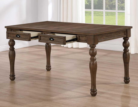 Joanna 59.5″ 4-Drawer Dining Table, Brown by Steve Silver at Eve Furniture