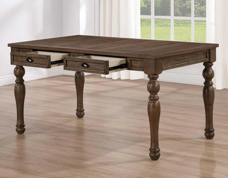 Joanna 59.5″ 4-Drawer Dining Table, Brown by Steve Silver at Eve Furniture
