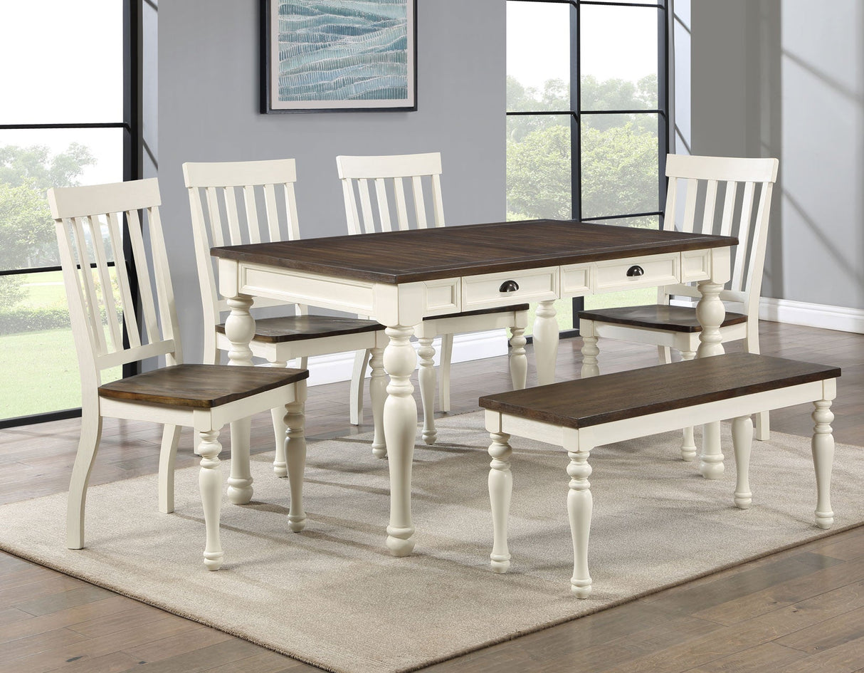 Joanna 6-Piece Dining Set(Table, Bench & 4 Side Chairs)