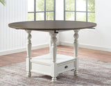 Joanna Ivory/Mocha Counter Height Dining Set with Lazy Susan by Steve Silver at Eve Furniture