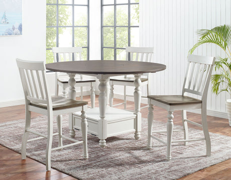 Joanna Ivory/Mocha Counter Height Dining Set with Lazy Susan by Steve Silver at Eve Furniture