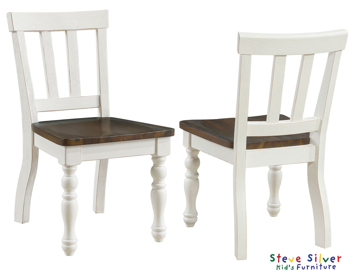 Joanna Mocha/Ivory Solid Wood Kids Dining Side Chair by Steve Silver at Eve Furniture