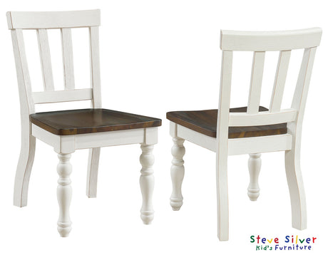 Joanna Mocha/Ivory Solid Wood Kids Dining Side Chair by Steve Silver at Eve Furniture
