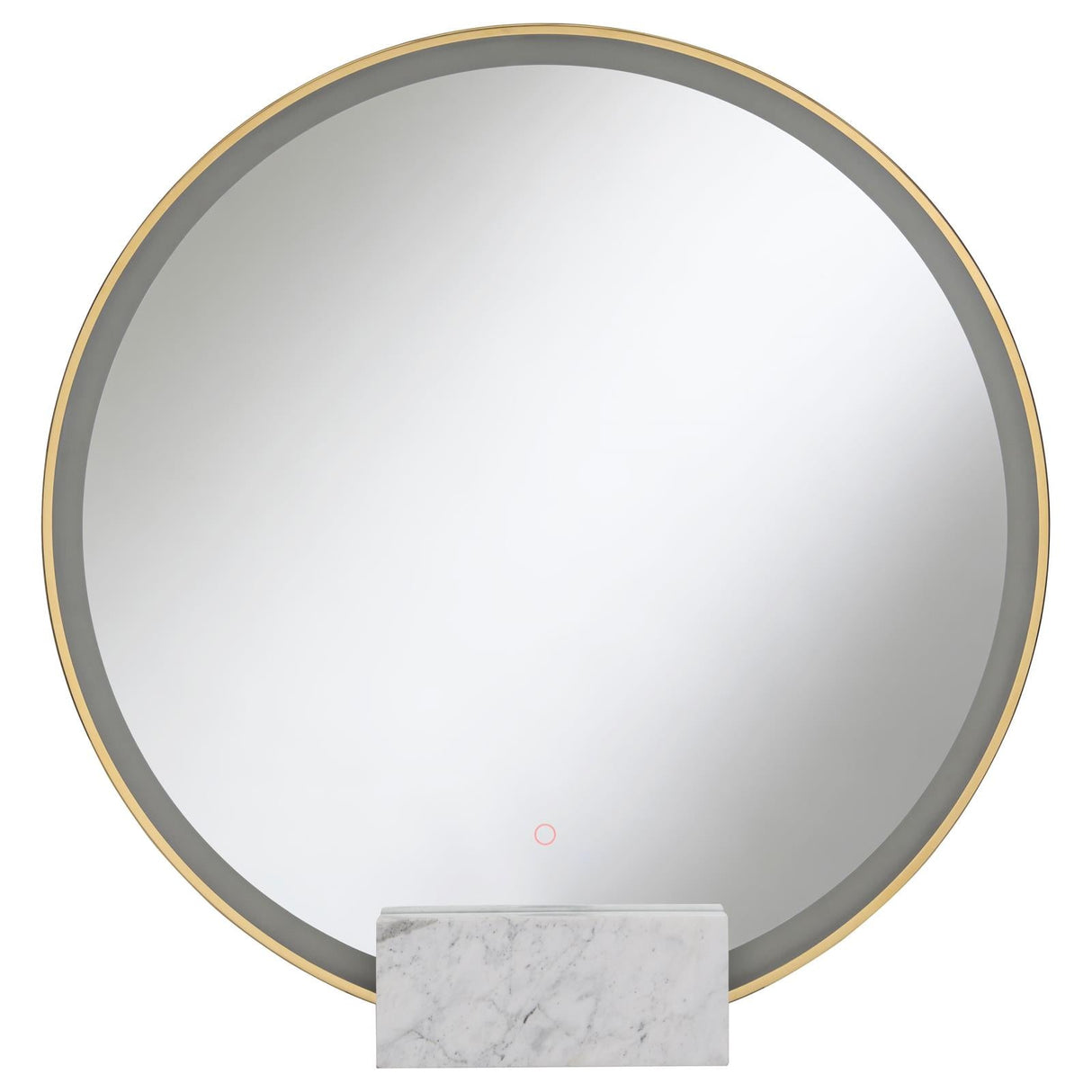 Jocelyn Gold Frame Round Table Top LED Vanity Mirror White Marble Base