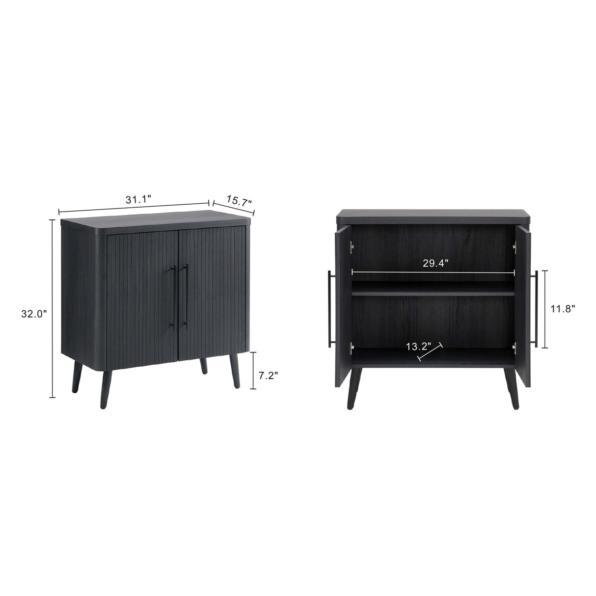 Jodie Accent Cabinet in Charcoal Grey by Manhattan Comfort at Eve Furniture