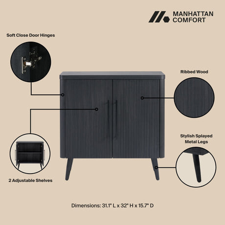Jodie Accent Cabinet in Charcoal Grey by Manhattan Comfort at Eve Furniture