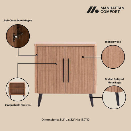 Jodie Accent Cabinet in Maple by Manhattan Comfort at Eve Furniture