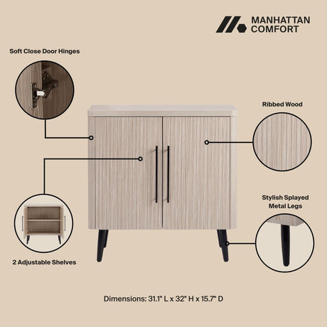 Jodie Accent Cabinet in Whitewashed Oak by Manhattan Comfort at Eve Furniture