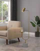 Jodie Antique Brass and Gray Round Base Floor Lamp by Coaster at Eve Furniture