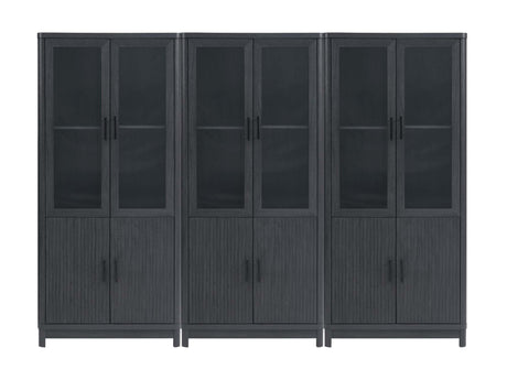 Jodie Bookcase in Charcoal Grey (set of 3) by Manhattan Comfort at Eve Furniture
