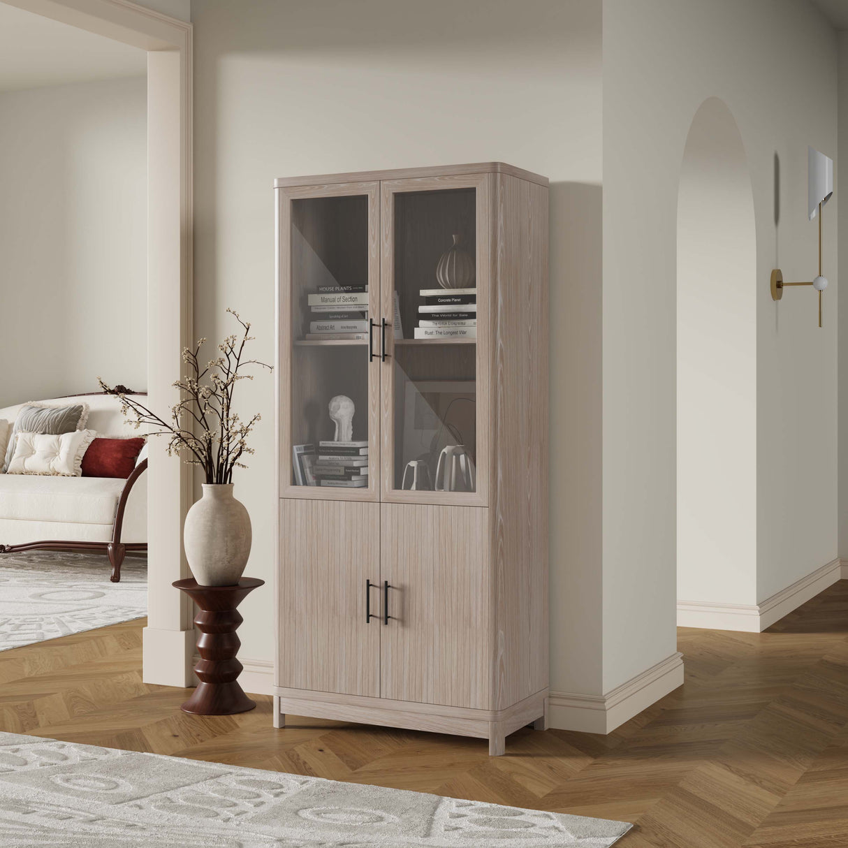 Jodie Bookcase in Whitewashed Oak by Manhattan Comfort at Eve Furniture