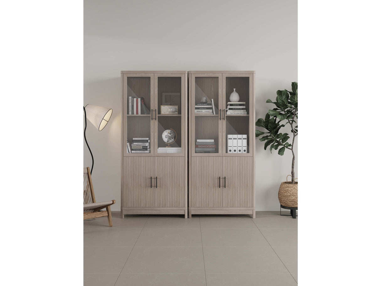Jodie Bookcase in Whitewashed Oak (set of 2) by Manhattan Comfort at Eve Furniture