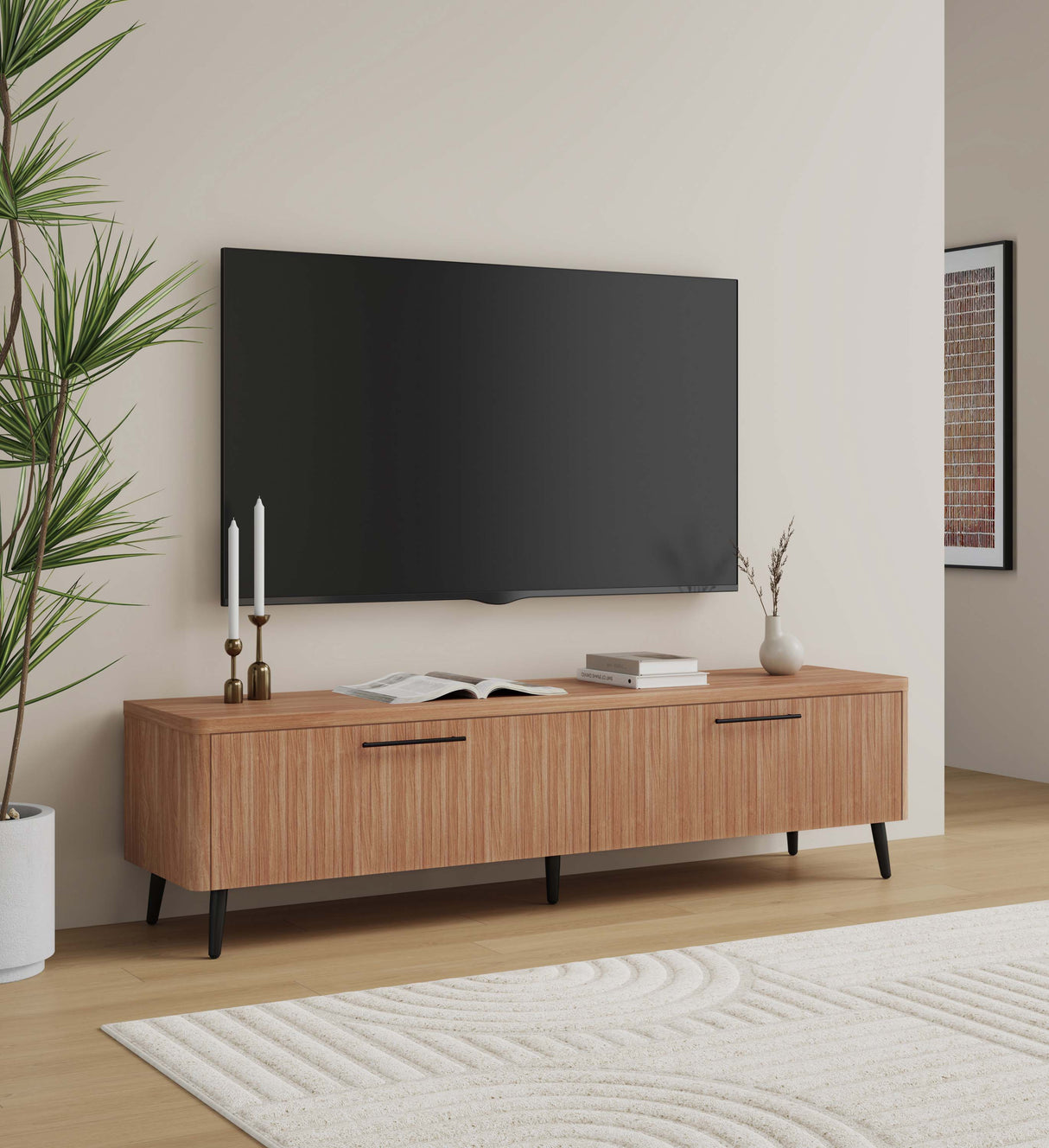 Jodie TV Stand in Maple by Manhattan Comfort at Eve Furniture