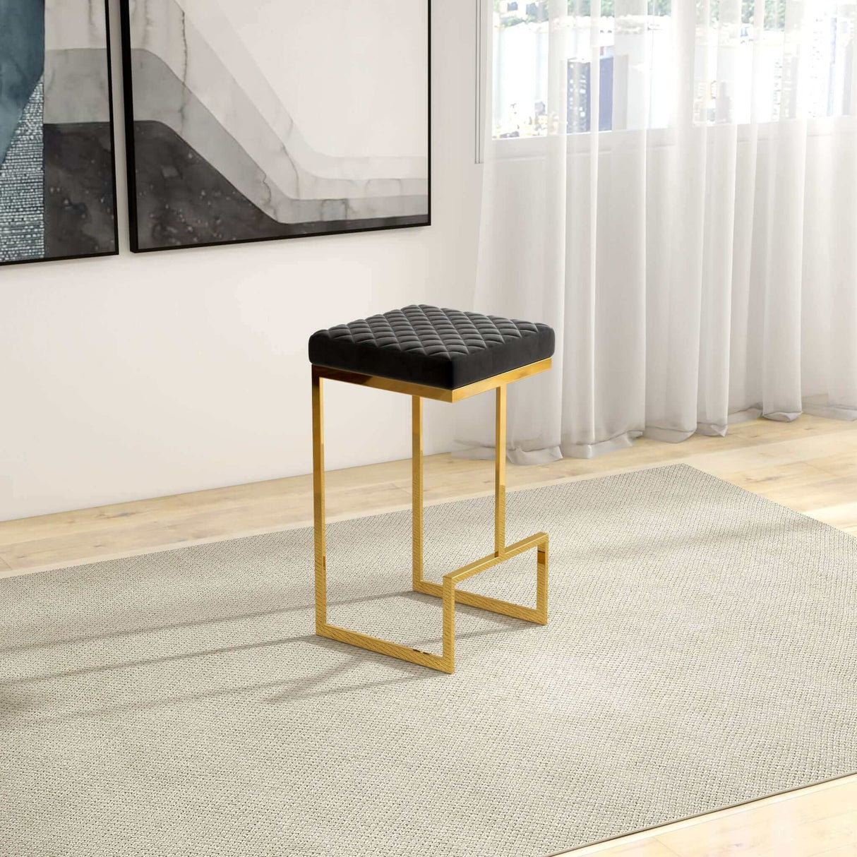 Joel Black Velvet Counter Stool by Ashcroft Furniture at Eve Furniture