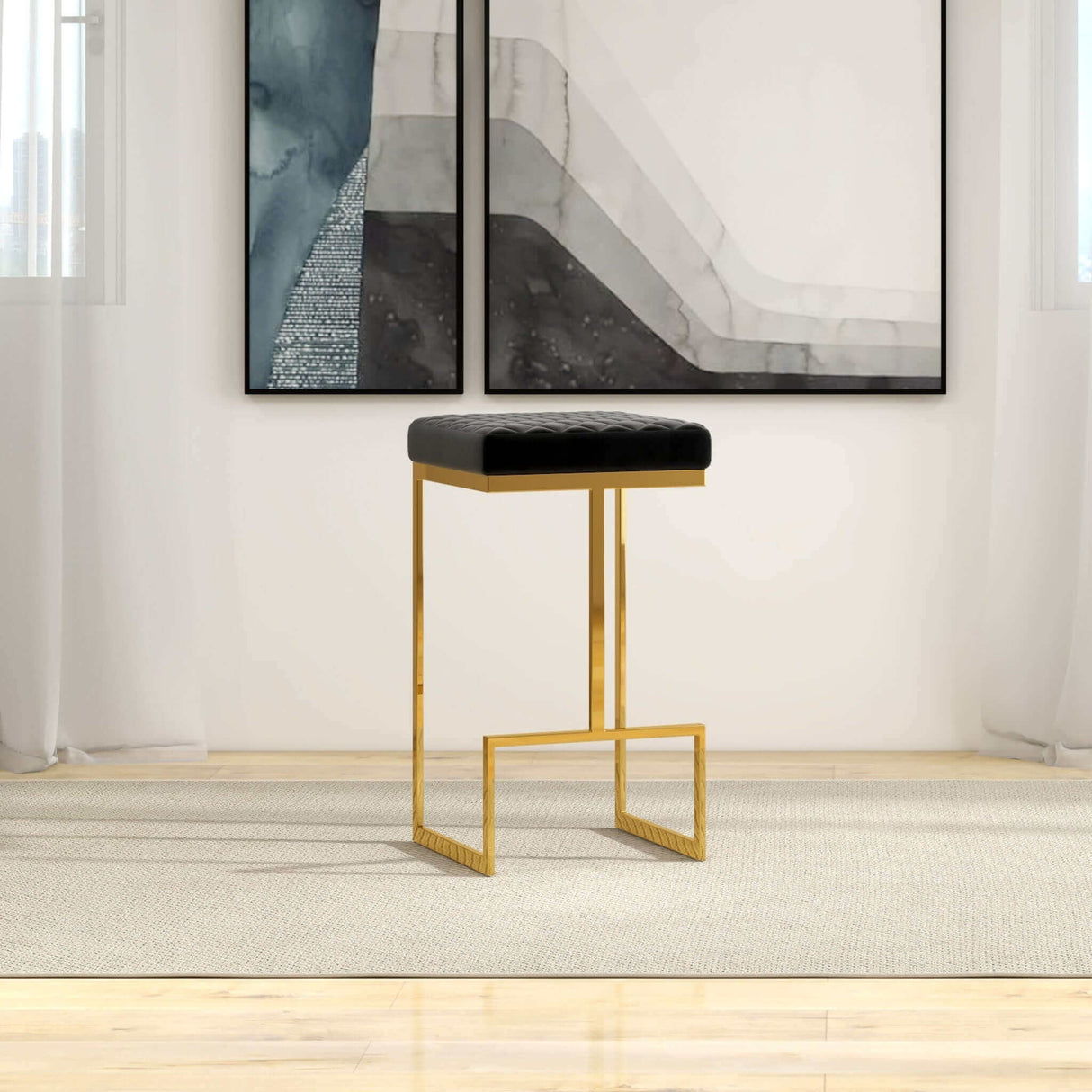 Joel Black Velvet Counter Stool by Ashcroft Furniture at Eve Furniture