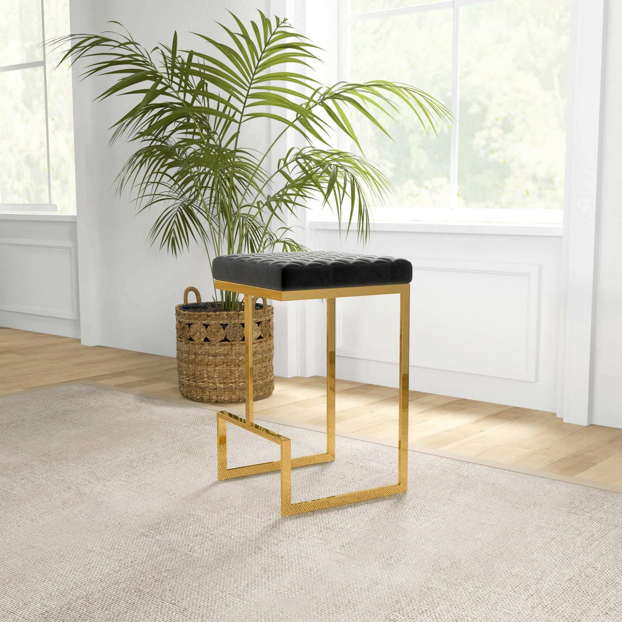 Joel Black Velvet Counter Stool by Ashcroft Furniture at Eve Furniture