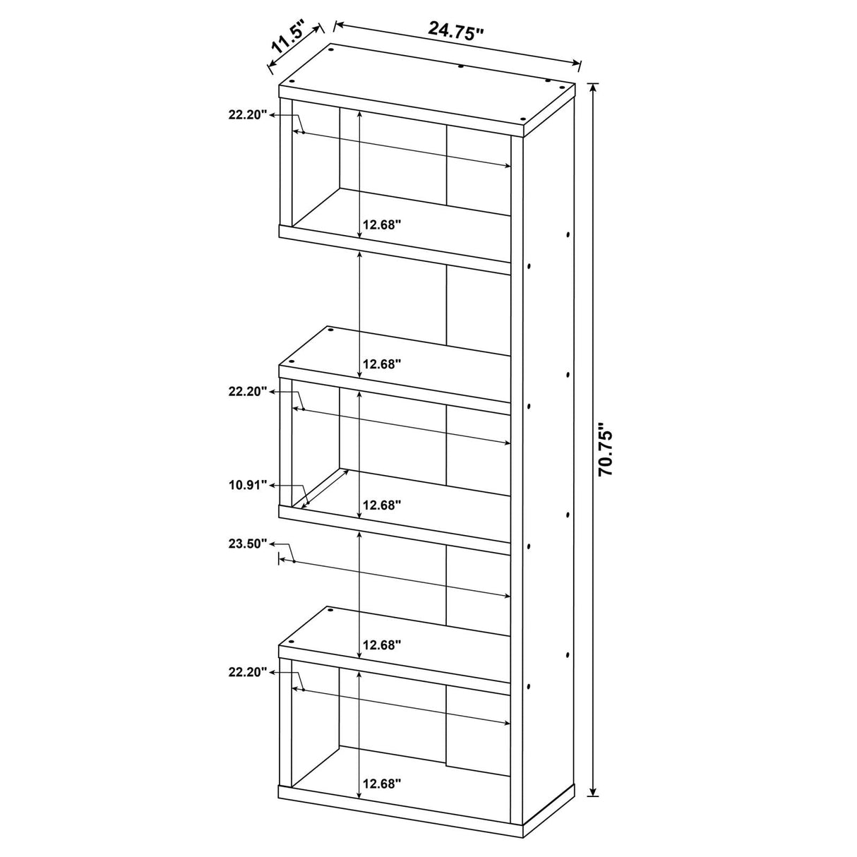 Joey Weathered Gray 5-Tier Bookcase