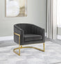 Joey Dark Gray/Gold Tufted Barrel Accent Chair by Coaster at Eve Furniture