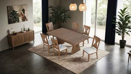 Johannes Rustic Oak 7-Piece Dining Room Set by Furniture of America at Eve Furniture