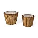 John Paul (Set of 2) Brown Wood W/ Glass Accent Tables by Mercana at Eve Furniture