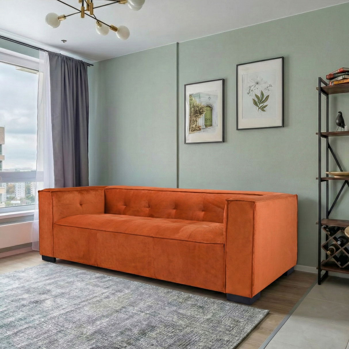 Johnston Burnt Orange Velvet Sofa by Ashcroft Furniture at Eve Furniture