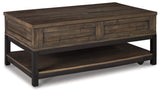 Johurst Coffee Table with 2 End Tables in Grayish Brown by Ashley at Eve Furniture