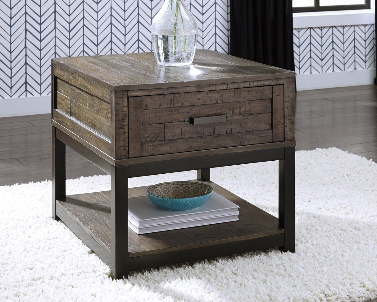 Johurst Coffee Table with 2 End Tables in Grayish Brown by Ashley at Eve Furniture